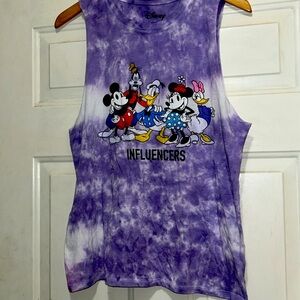 Disney Characters Influencers Purple Tie Dye Tank Top Shirt Womens Size L 11-13